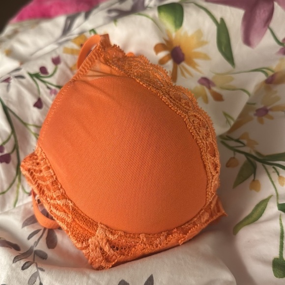 NATORI FEATHERS CONTOUR PLUNGE BRA in Bright Orange Cantaloupe Sz 34B - Picture 5 of 6